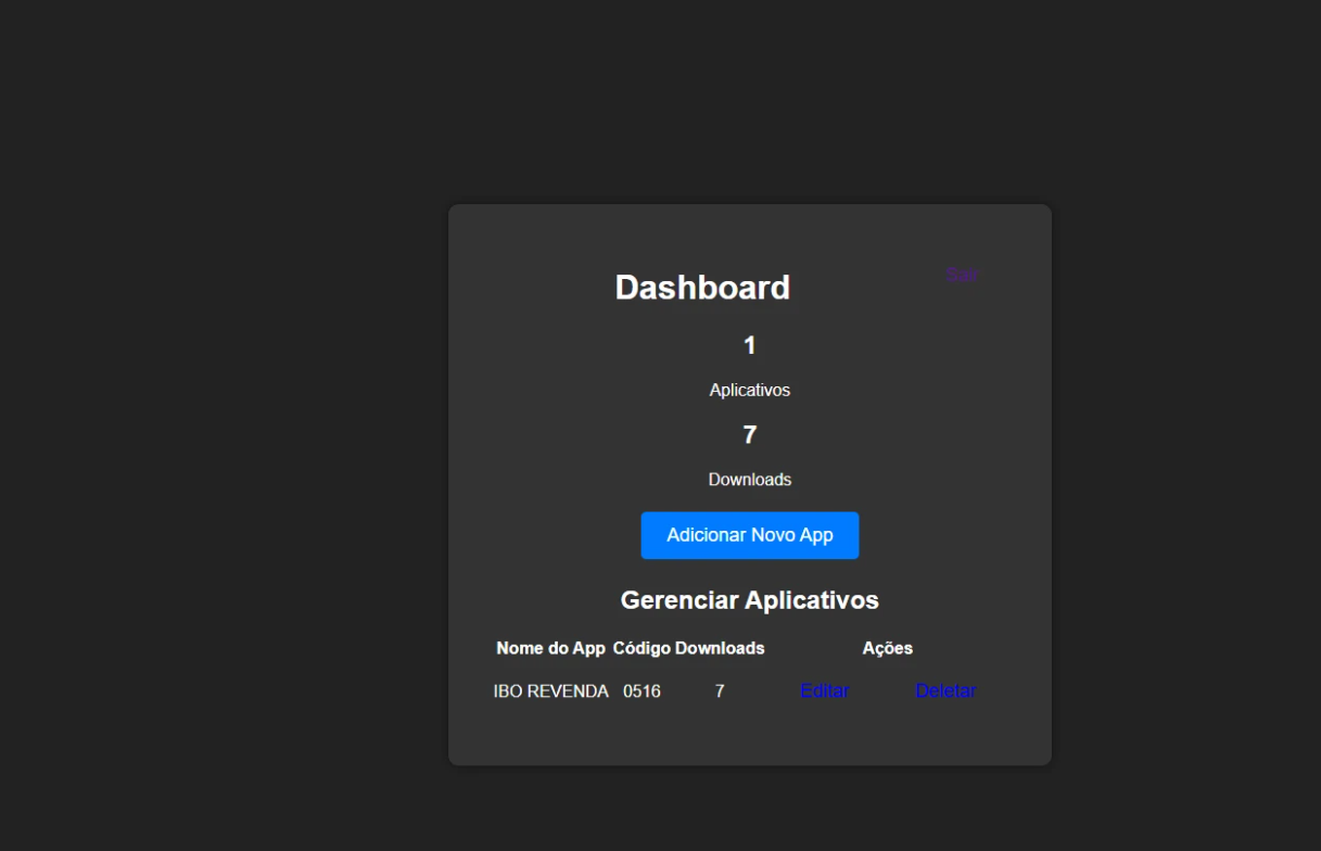 Sistema Gerador de código de Download para apk